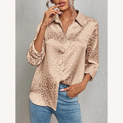 Satin Leopard Blouse Women with Long Sleeves – Chic Elegance and Comfort for All Occasions