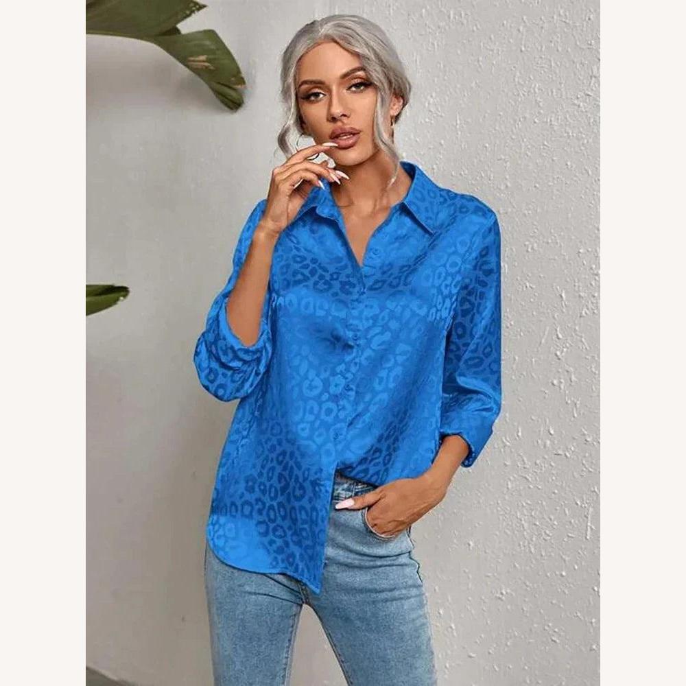 Variant image for Chemisier Satiné Léopard Femme à Manches Longues – Élégance Chic et Confort pour Toutes Occasions-26