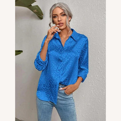 Variant image for Chemisier Satiné Léopard Femme à Manches Longues – Élégance Chic et Confort pour Toutes Occasions-26