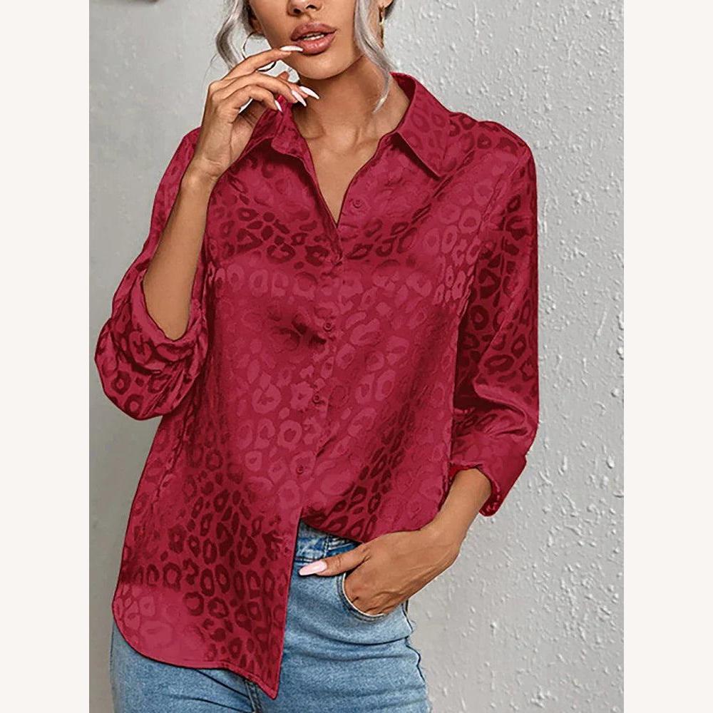 Variant image for Chemisier Satiné Léopard Femme à Manches Longues – Élégance Chic et Confort pour Toutes Occasions-16