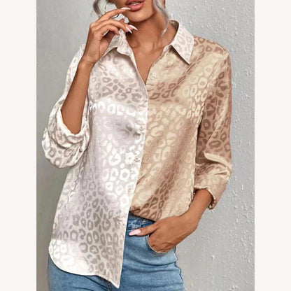 Variant image for Chemisier Satiné Léopard Femme à Manches Longues – Élégance Chic et Confort pour Toutes Occasions-36
