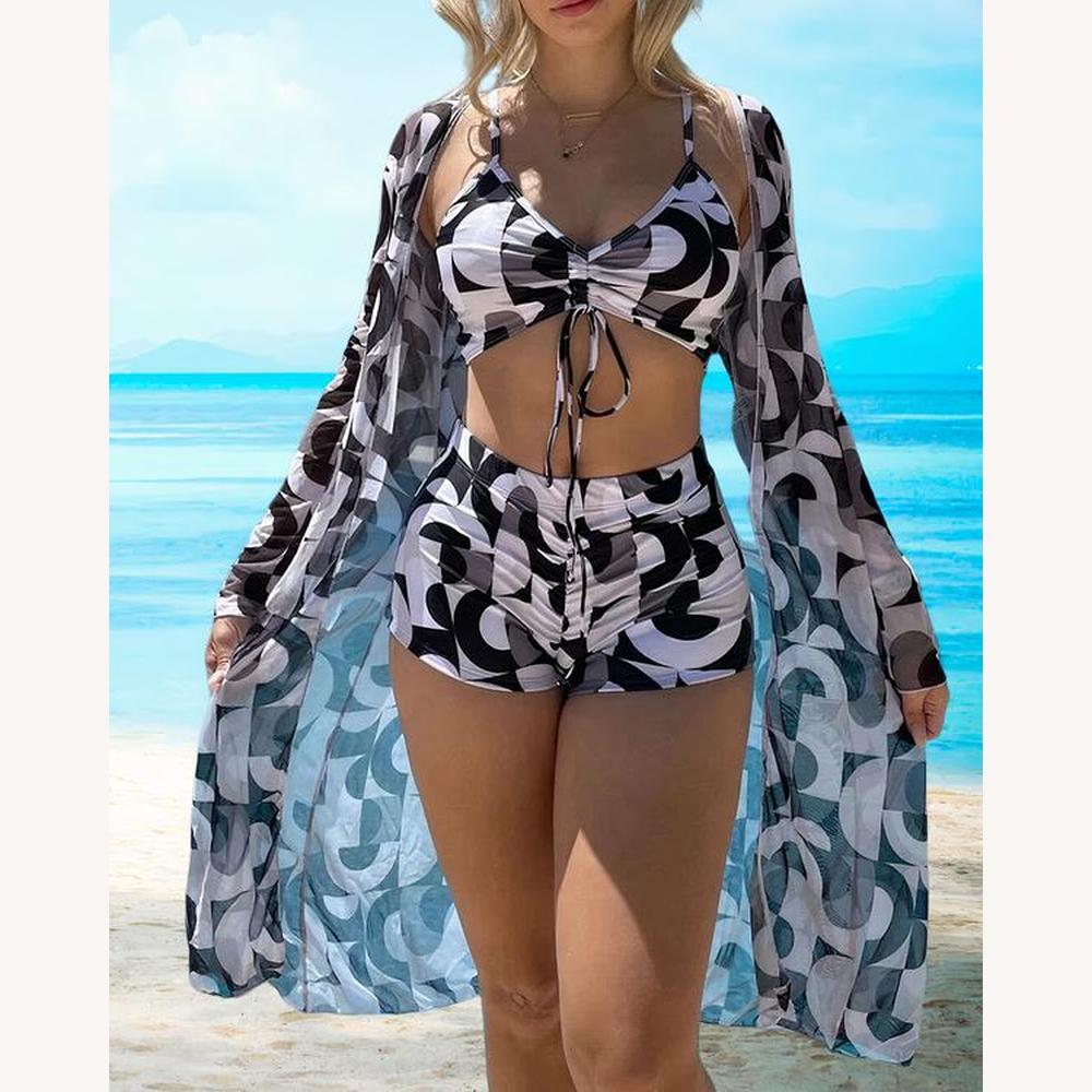 Ensemble de Maillot de Bain Femme Taille Haute avec Haut Raffiné et Bas Coordonné – Confort et Élégance