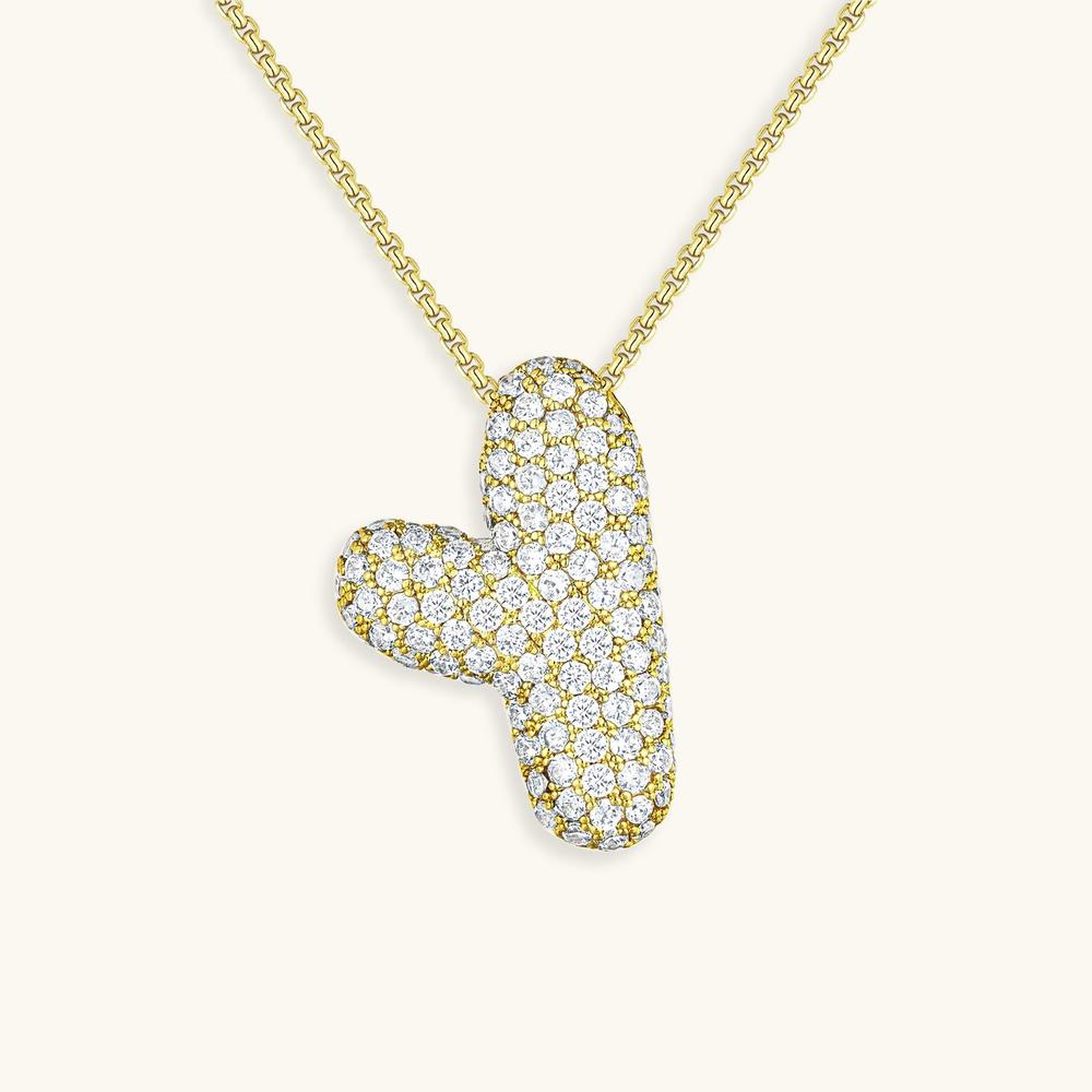Variant image for Collier Femme Or 18 Carats avec Pendentif Initial et Diamant Simulant 18 pouces-25