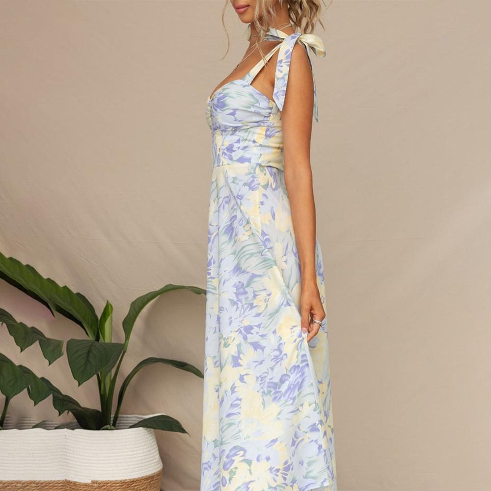 Robe Femme Midi Fleurie Élégante en Polyester - Confortable et Chic pour Toutes Occasions