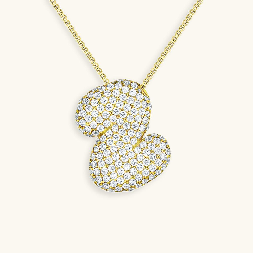 Variant image for Collier Femme Or 18 Carats avec Pendentif Initial et Diamant Simulant 18 pouces-26