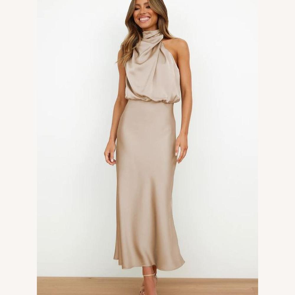 Robe Cocktail Élégante en Tissu Fluide pour Femmes - Coupe Flatteuse Mi-Mollet, Idéale pour Soirées Chic