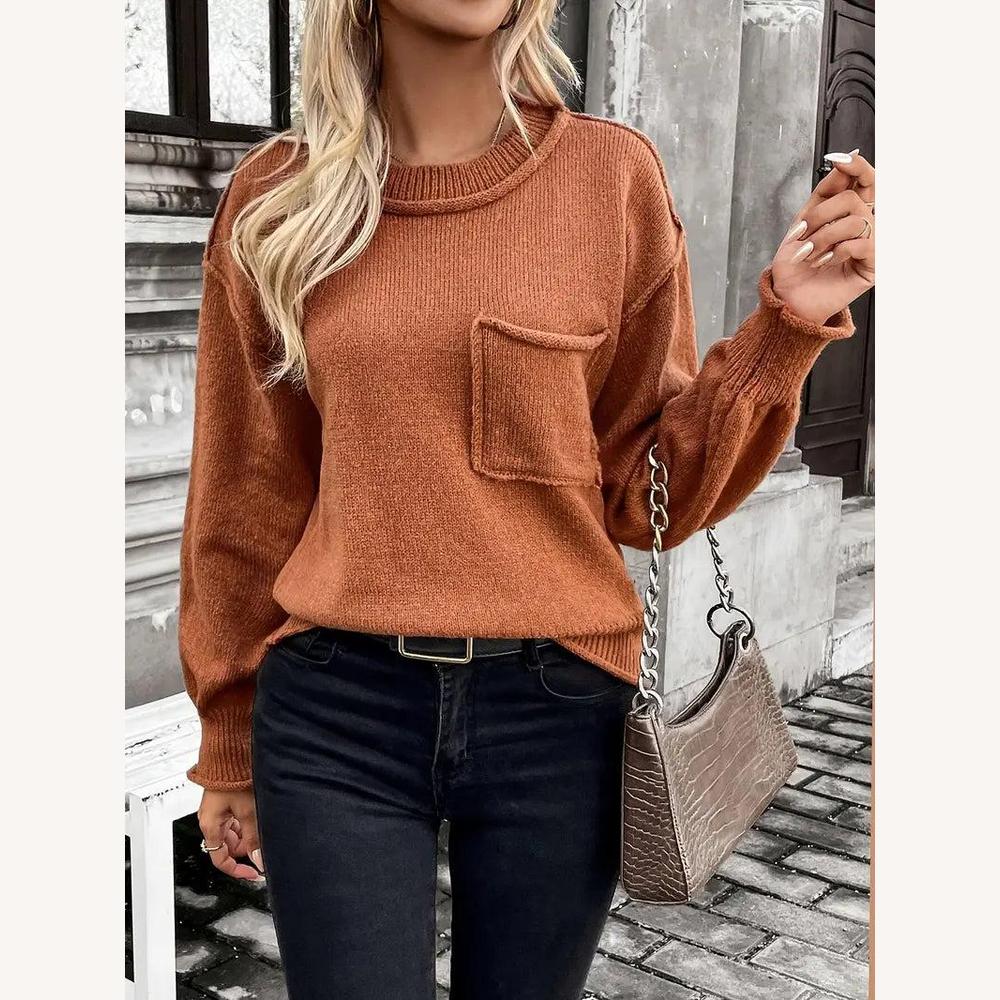 Women's Oversized Sweater in Soft Knit with Front Pocket – Comfortable for Autumn and Winter