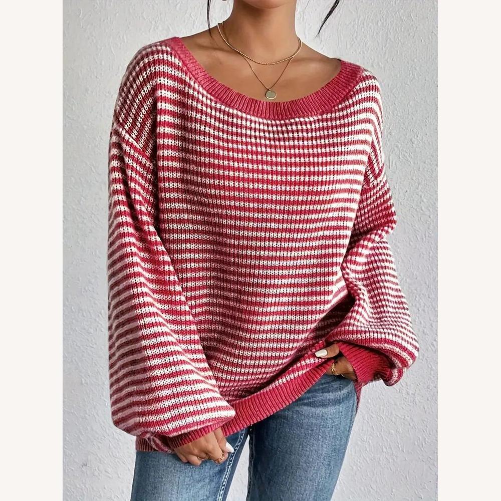 Women's Oversized Sweater in Soft Knit with Plaid Pattern – Comfort and Elegance for Winter