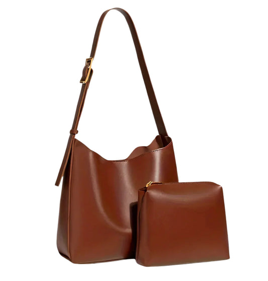 Elegant Women's Shoulder Bag in Synthetic Leather for 13-Inch Laptop - Compact and Practical