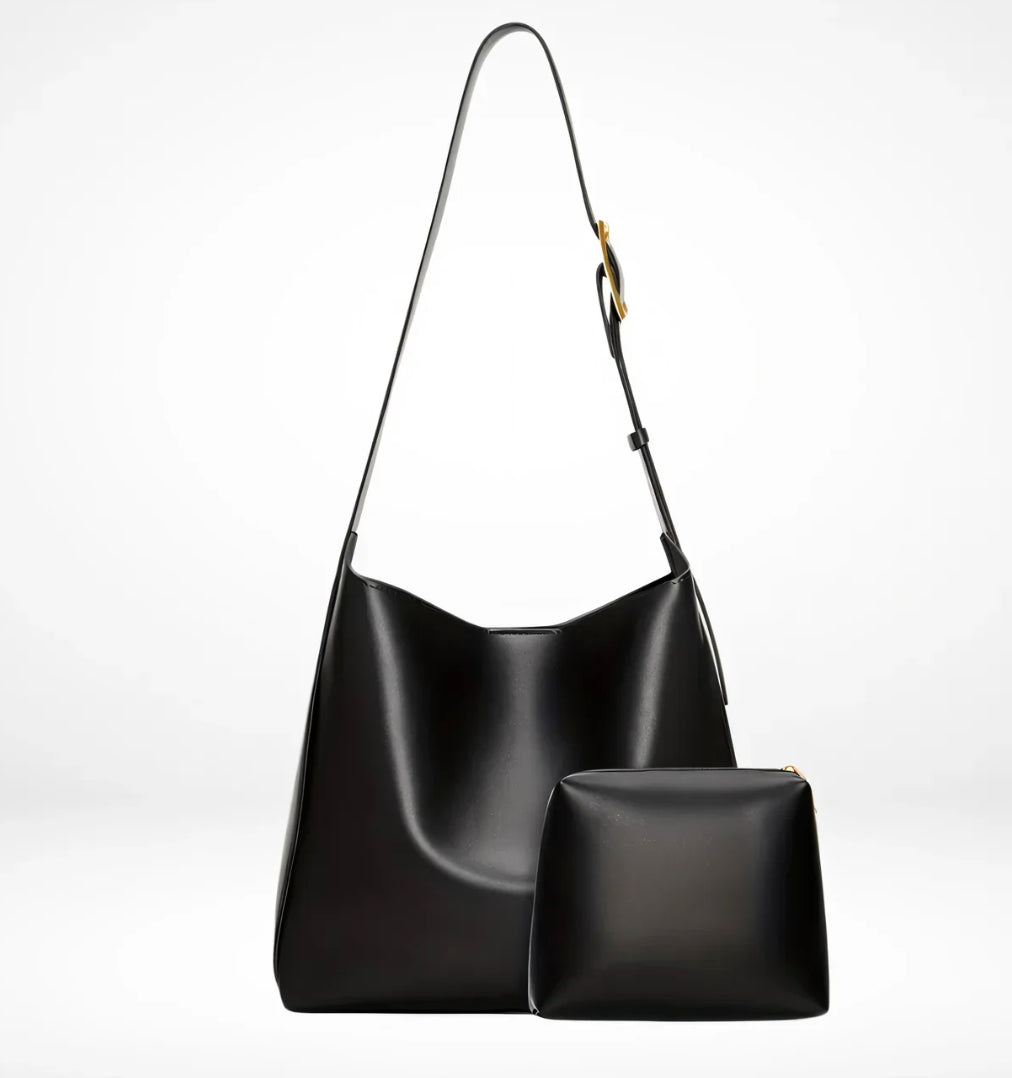 Elegant Women's Shoulder Bag in Synthetic Leather for 13-Inch Laptop - Compact and Practical