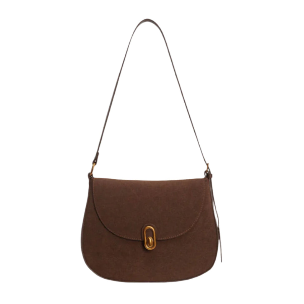 Women's Shoulder Bag in Faux Suede Leather with Adjustable Straps – Elegant and Practical for Daily Use