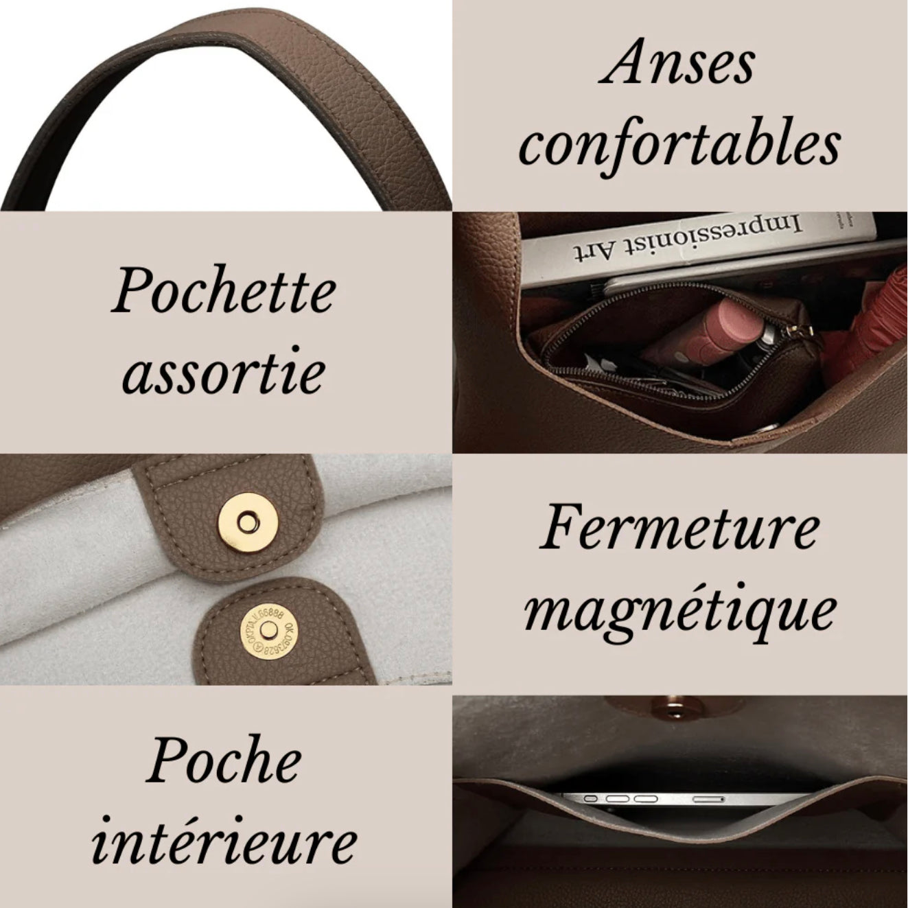 Sac Hobo Femme en Cuir Végan Élégant avec Intérieur Polyvalent – Design Chic et Durable pour Toutes les Occasions