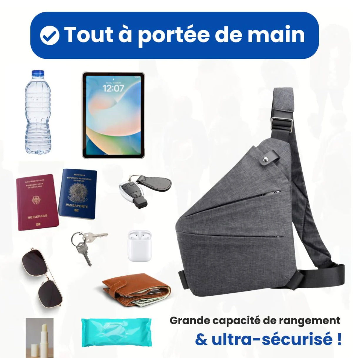 Women's Anti-Theft Nylon Bag with Stripes – Practical and Elegant, Handbag and Shoulder Bag for Outings and Travel