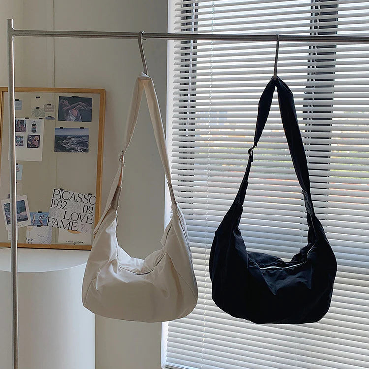 Grand Sac À Bandoulière Femme en Nylon Résistant avec Bandoulière Réglable – Sac Décontracté Ultra Léger pour Quotidien
