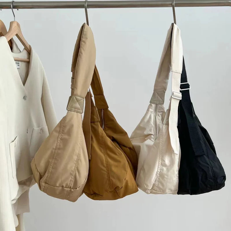 Grand Sac À Bandoulière Femme en Nylon Résistant avec Bandoulière Réglable – Sac Décontracté Ultra Léger pour Quotidien