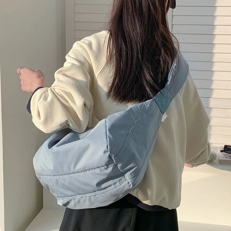 Grand Sac À Bandoulière Femme en Nylon Résistant avec Bandoulière Réglable – Sac Décontracté Ultra Léger pour Quotidien