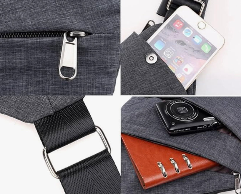 Women's Anti-Theft Nylon Bag with Stripes – Practical and Elegant, Handbag and Shoulder Bag for Outings and Travel