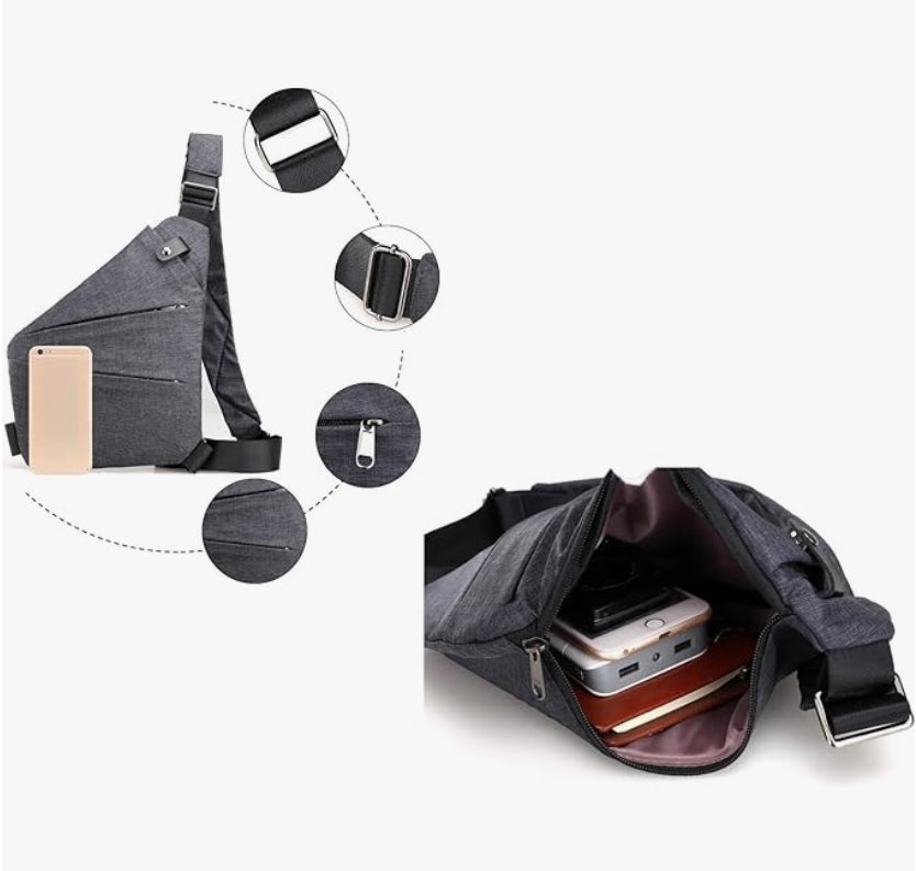 Women's Anti-Theft Nylon Bag with Stripes – Practical and Elegant, Handbag and Shoulder Bag for Outings and Travel