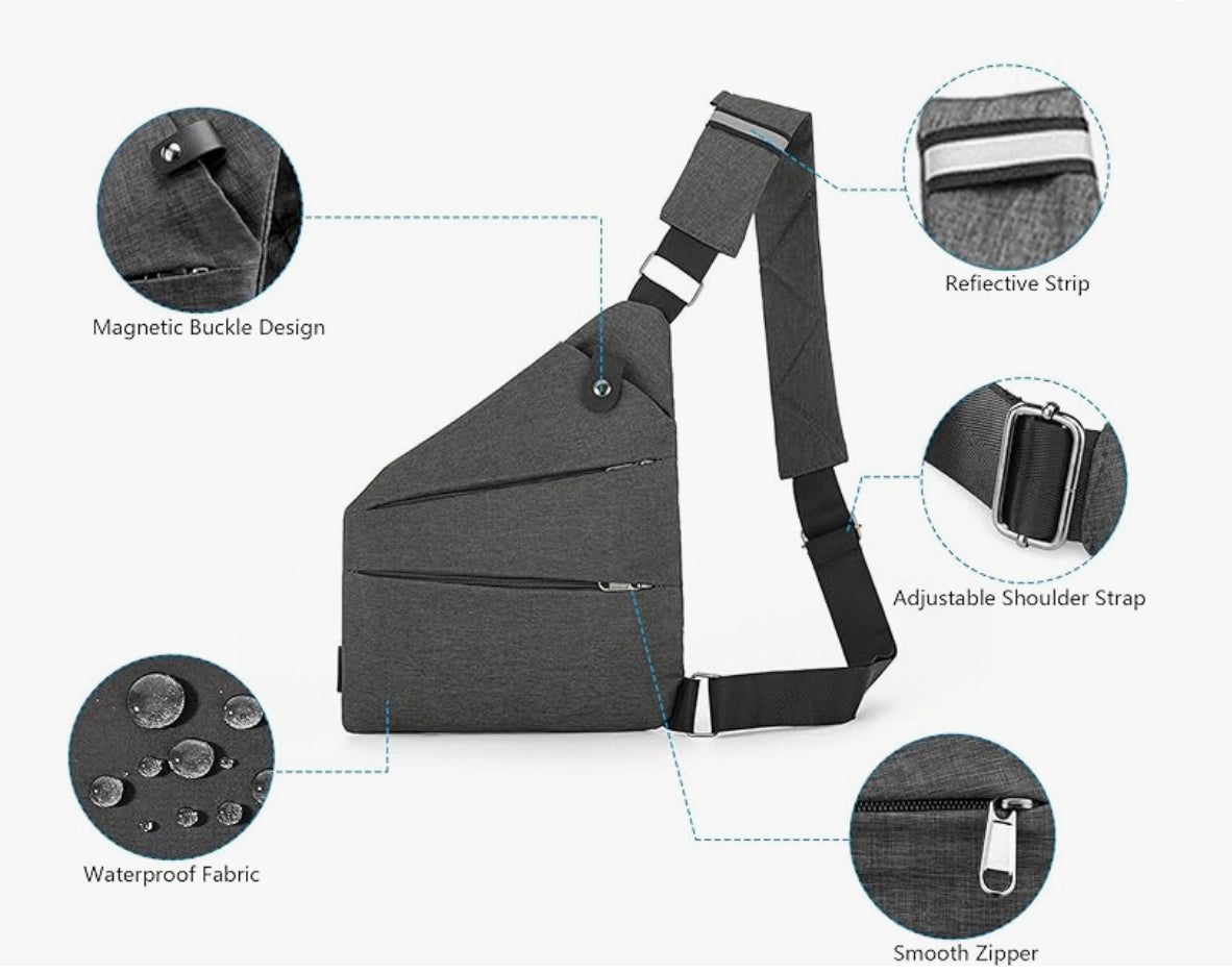 Women's Anti-Theft Nylon Bag with Stripes – Practical and Elegant, Handbag and Shoulder Bag for Outings and Travel