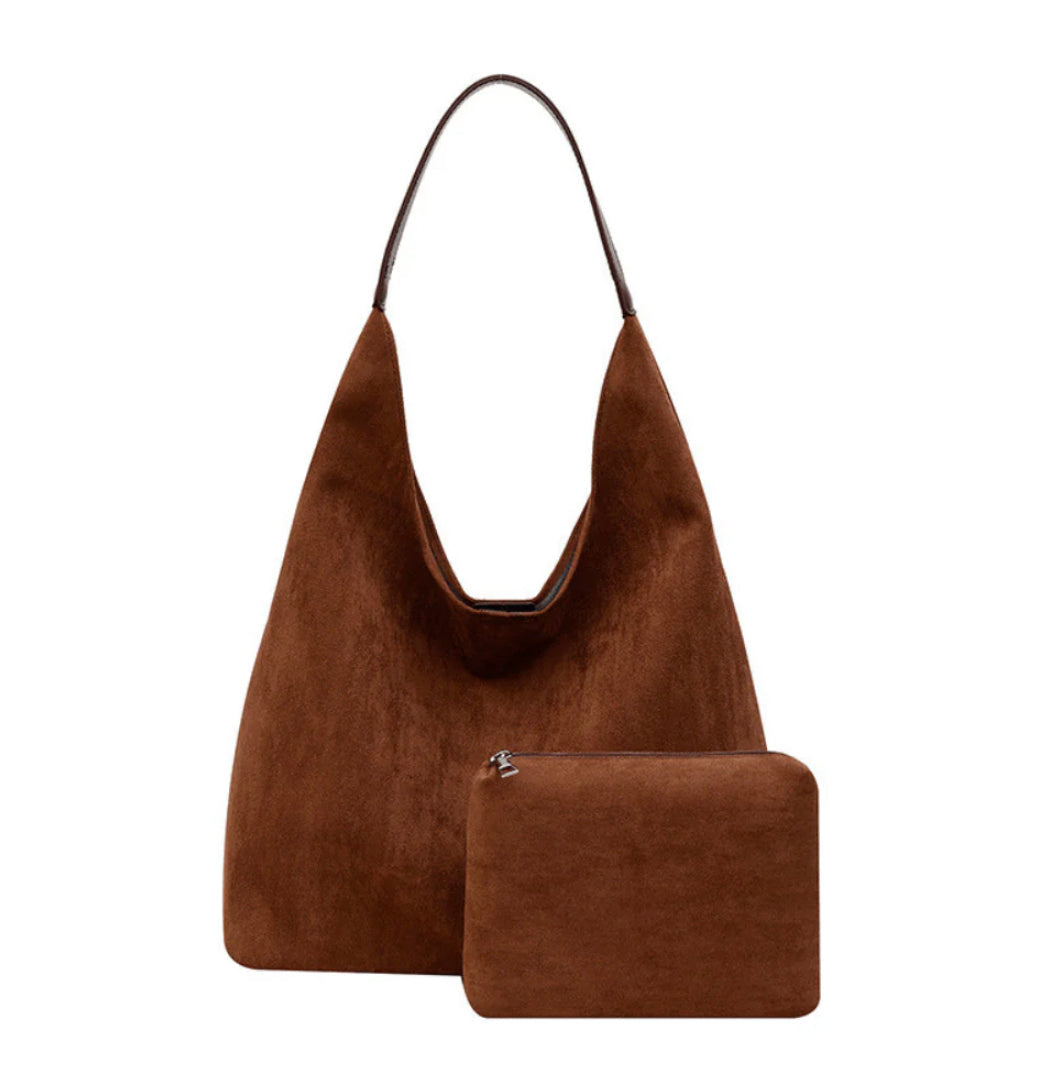 Women's Vegan Leather Semi-Circular Shoulder Bag for 13 Inch Macbook – Elegant and Spacious