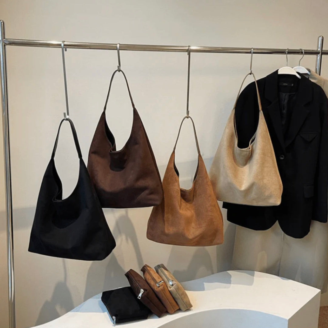 Women's Vegan Leather Semi-Circular Shoulder Bag for 13 Inch Macbook – Elegant and Spacious