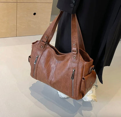 Elegant Leather Tote Bag for Women – Large Storage Space, Ideal for Work and Outings