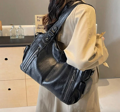 Elegant Leather Tote Bag for Women – Large Storage Space, Ideal for Work and Outings