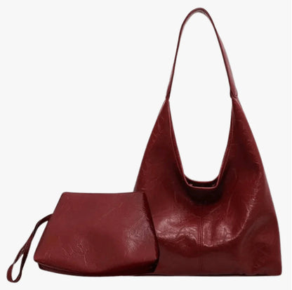 Women's Vegan Leather Shoulder Bag with Semi-Circular Design for 13 Inch Macbook - Elegant and Practical