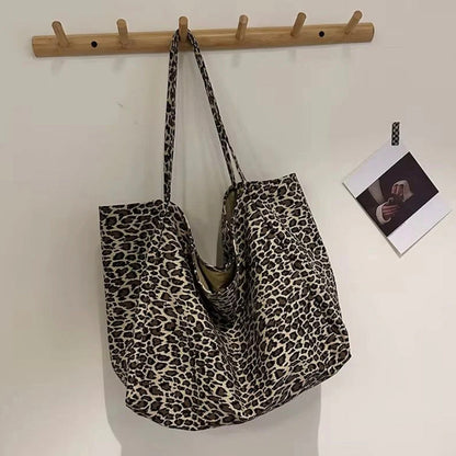 Multicolor Polyester Shopping Bag with Plant Pattern – Chic BCBG Elegance for Women, Large Capacity and Double Handle