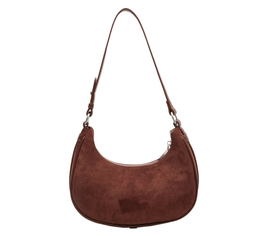 Crescent Shoulder Bag for Women in Faux Suede with Adjustable Strap – Practical and Trendy Handbag
