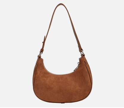 Crescent Shoulder Bag for Women in Faux Suede with Adjustable Strap – Practical and Trendy Handbag