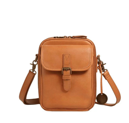 Women's Full Grain Leather Shoulder Bag with Integrated Wallet – Compact and Practical, Ideal for Daily Outings