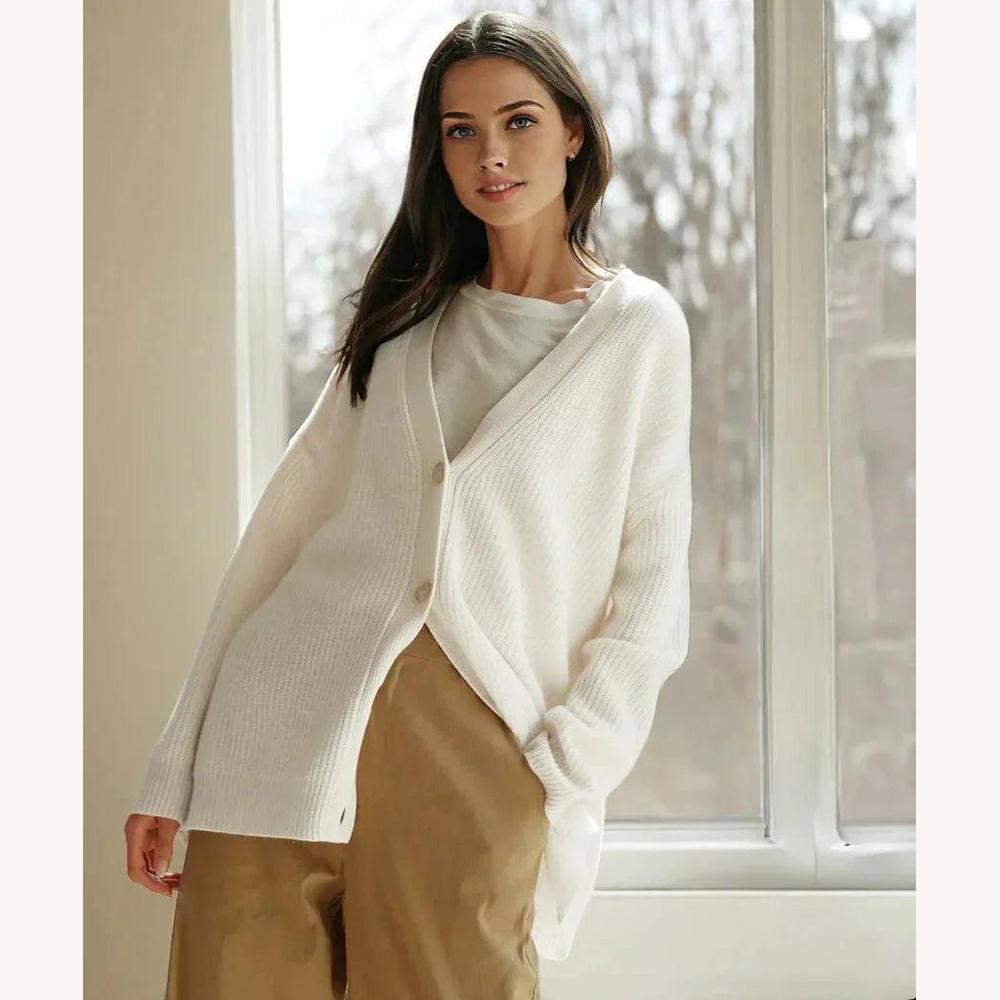Gilet Côtelé Oversize Femme avec Col en V – Gilet Sans Manche Élégant et Douillet pour Automne-Hiver