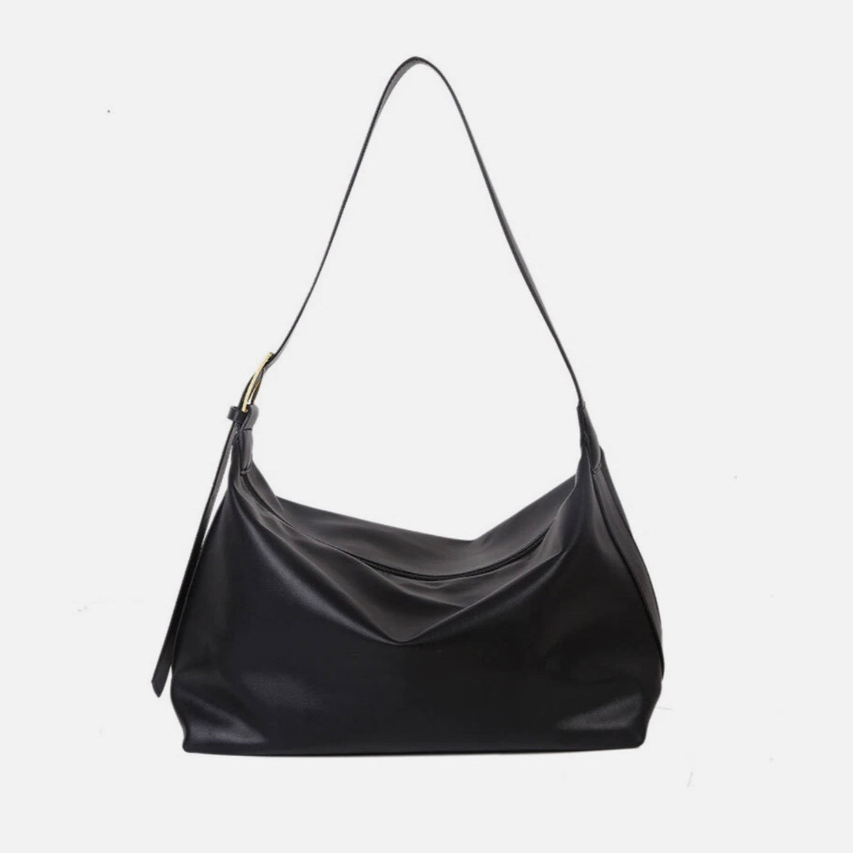 Women's Black Leather Shoulder Bag – Elegant and Practical for All Occasions, Adjustable and Spacious Design