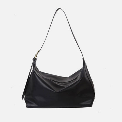 Women's Black Leather Shoulder Bag – Elegant and Practical for All Occasions, Adjustable and Spacious Design