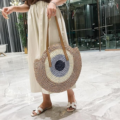 Women's Woven Straw Shoulder Bag – Elegant and Practical for Summer Outings, 30 x 2 x 43 cm