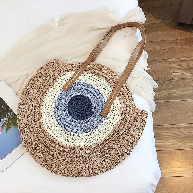 Women's Woven Straw Shoulder Bag – Elegant and Practical for Summer Outings, 30 x 2 x 43 cm