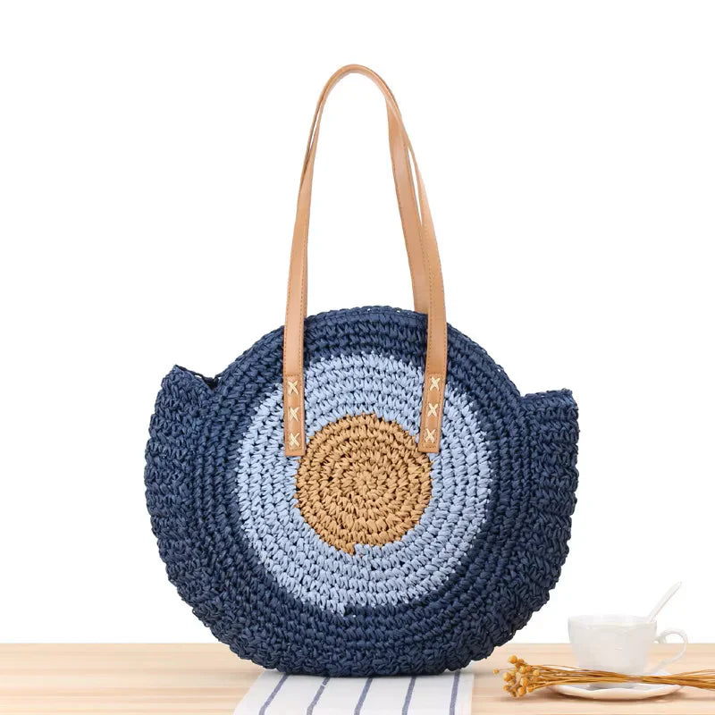 Women's Woven Straw Shoulder Bag – Elegant and Practical for Summer Outings, 30 x 2 x 43 cm