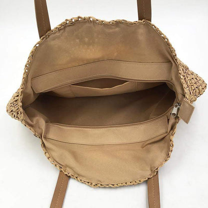 Women's Woven Straw Shoulder Bag – Elegant and Practical for Summer Outings, 30 x 2 x 43 cm