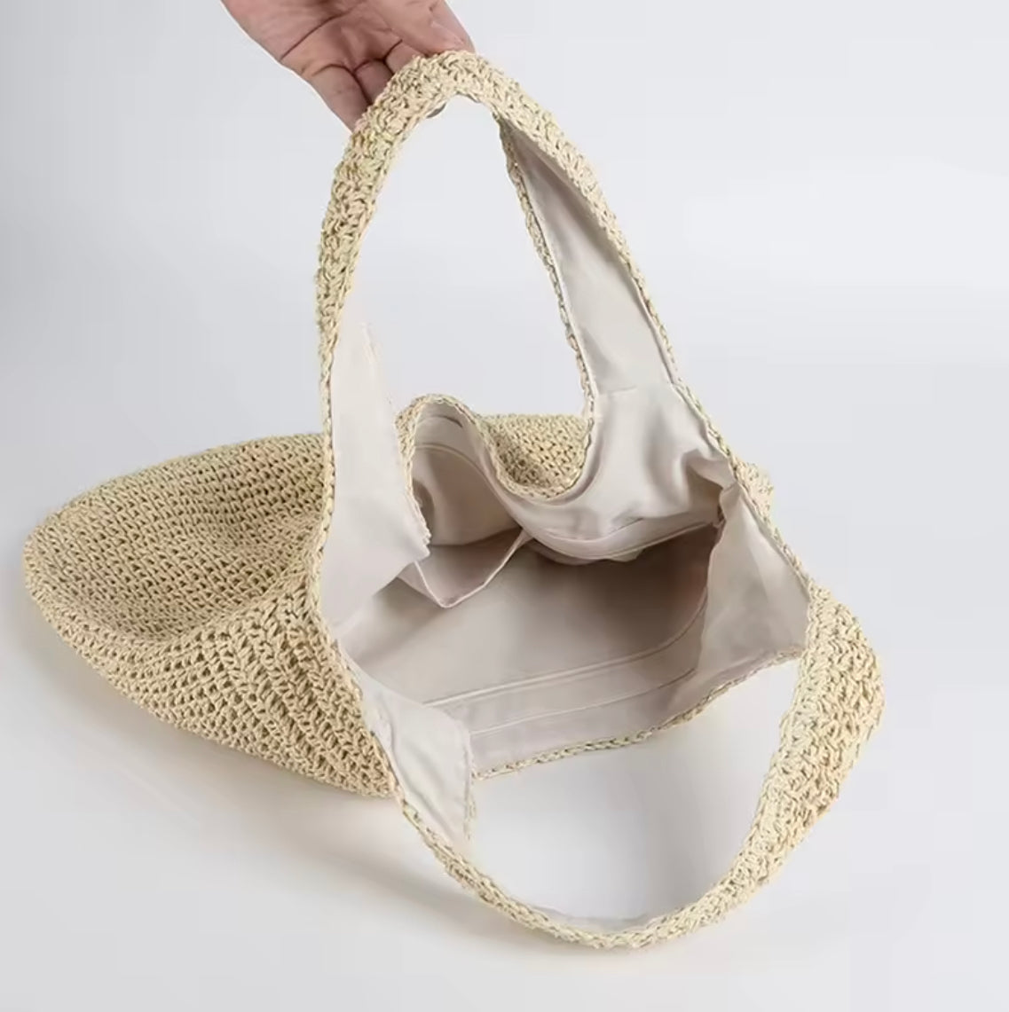 Women's Natural Straw Tote Bag – Large Spacious Bag 42 cm x 32 cm Ideal for Beach and Summer Outings