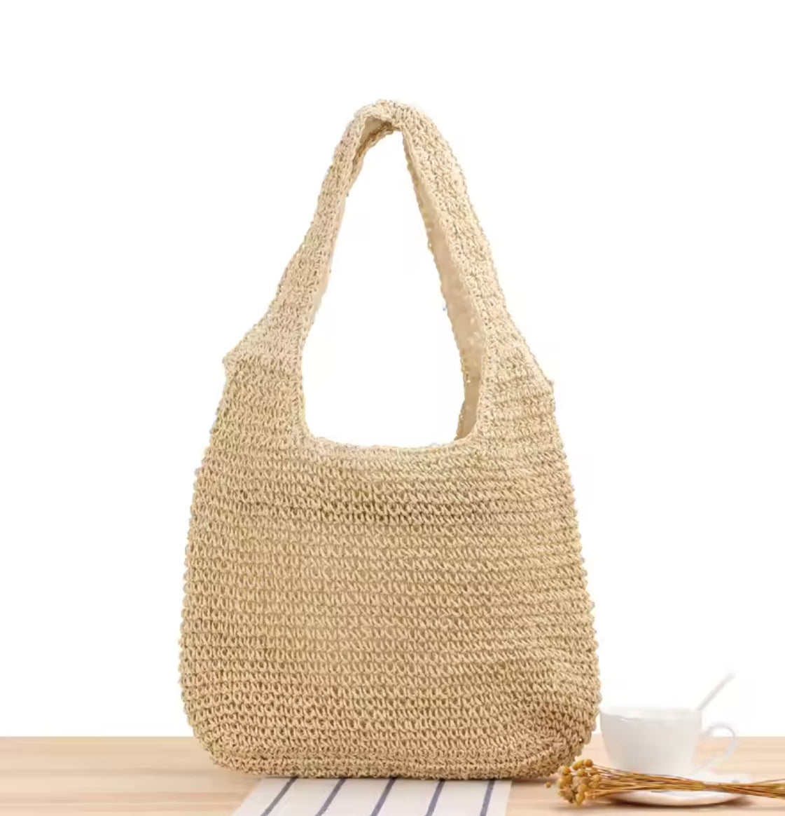 Women's Natural Straw Tote Bag – Large Spacious Bag 42 cm x 32 cm Ideal for Beach and Summer Outings