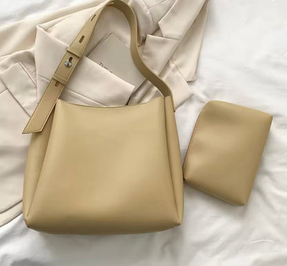 Elegant Women's Faux Leather Handbag with Adjustable Shoulder Strap – Practical and Chic Tote Bag