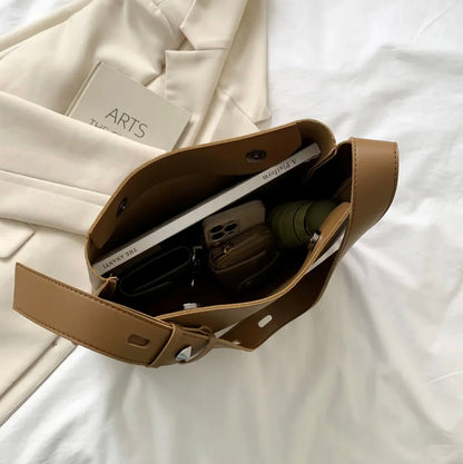 Elegant Women's Faux Leather Handbag with Adjustable Shoulder Strap – Practical and Chic Tote Bag