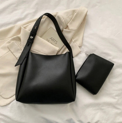 Elegant Women's Faux Leather Handbag with Adjustable Shoulder Strap – Practical and Chic Tote Bag