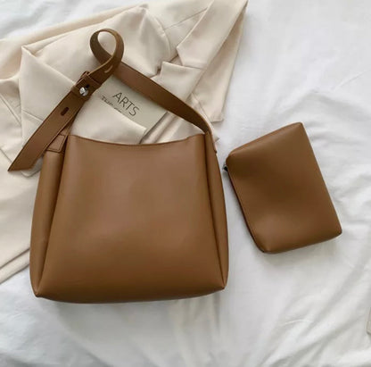 Elegant Women's Faux Leather Handbag with Adjustable Shoulder Strap – Practical and Chic Tote Bag