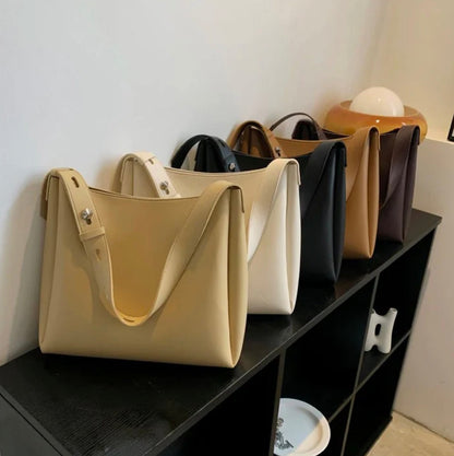 Elegant Women's Faux Leather Handbag with Adjustable Shoulder Strap – Practical and Chic Tote Bag
