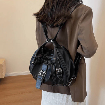 Women's Y2K Handbag in PU Leather with Adjustable Shoulder Strap – Elegant Vintage Design Black and Burgundy