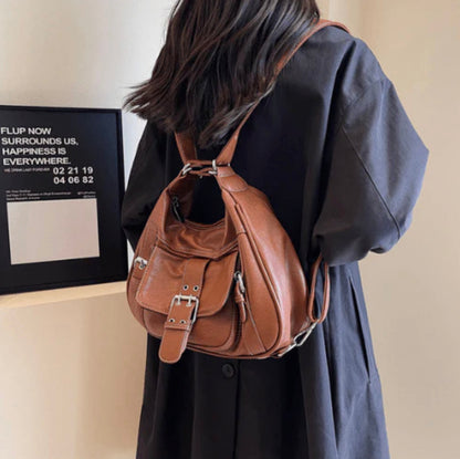 Women's Y2K Handbag in PU Leather with Adjustable Shoulder Strap – Elegant Vintage Design Black and Burgundy