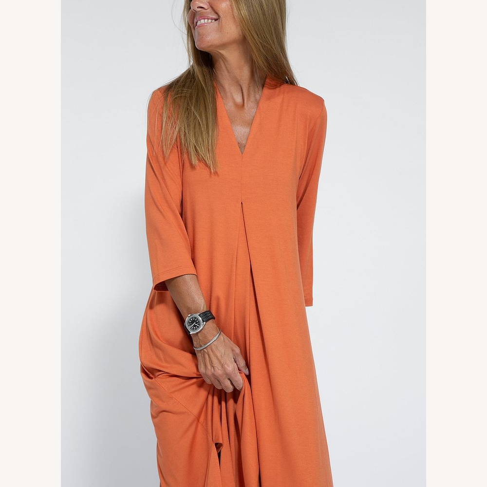 Women's Casual V-Neck Cotton Dress - Elegance and Comfort for All Occasions