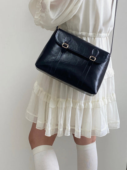Vintage PU Leather Handbag for Women with Adjustable Shoulder Strap – 29cm x 20cm x 8cm, Elegant and Practical